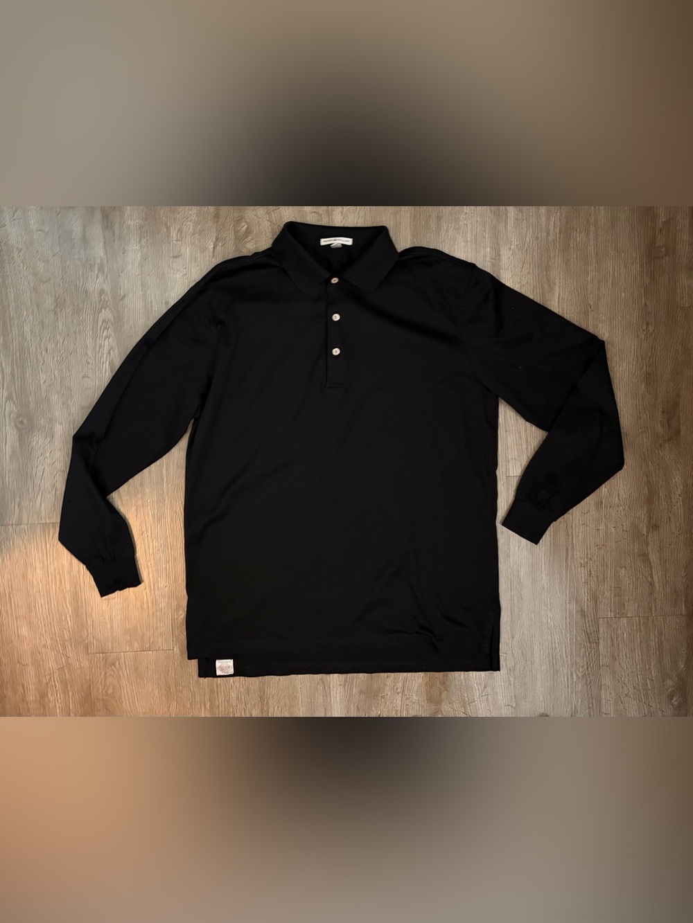 Peter Millar 100% Cotton lLong Sleeve Polo Black Size M